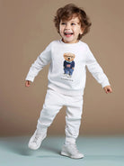 Clever Bear Two Piece Boys Tracksuit in White