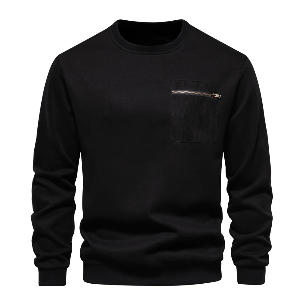 Black Casual Men's Pocket Jumper