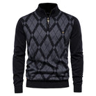 Black Standing Collar Argyle Men's Jumper