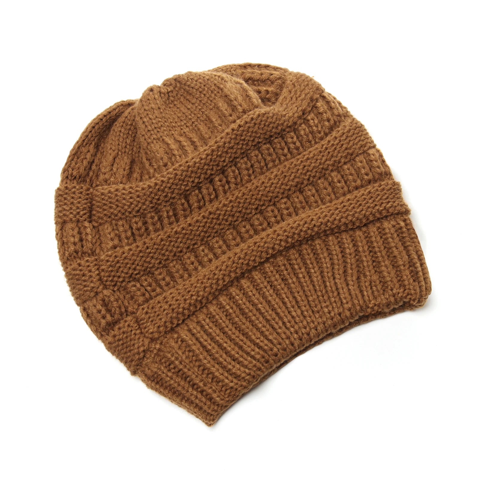 Brown Women's Knitted Beanie Hat