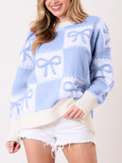 Stylish Bowknot Women's Jumper - Blue